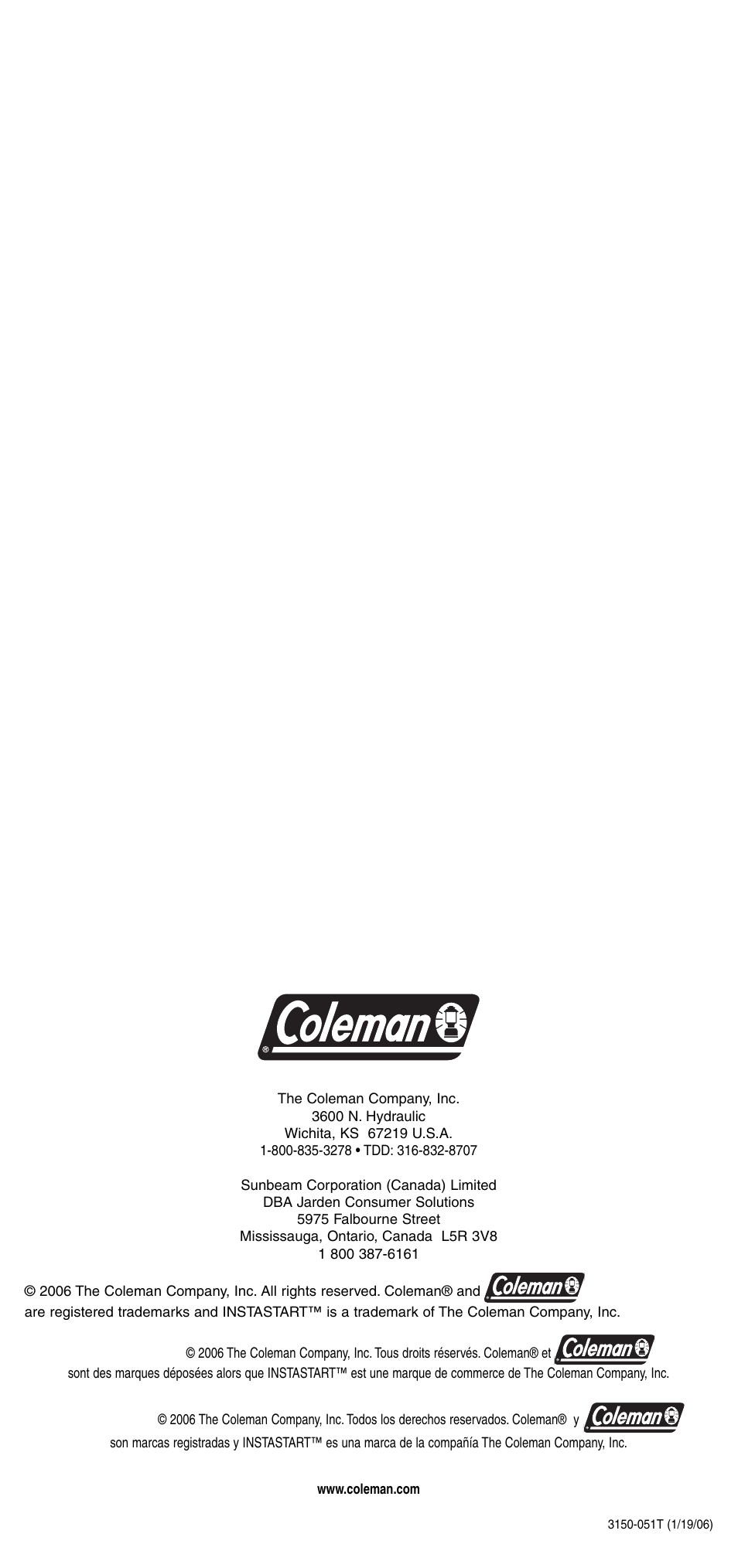 Coleman 3150 User Manual | Page 28 / 28