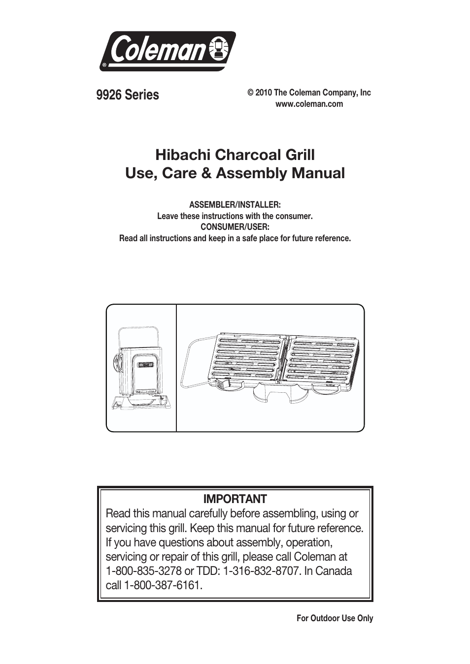 Coleman 9926 User Manual | 24 pages