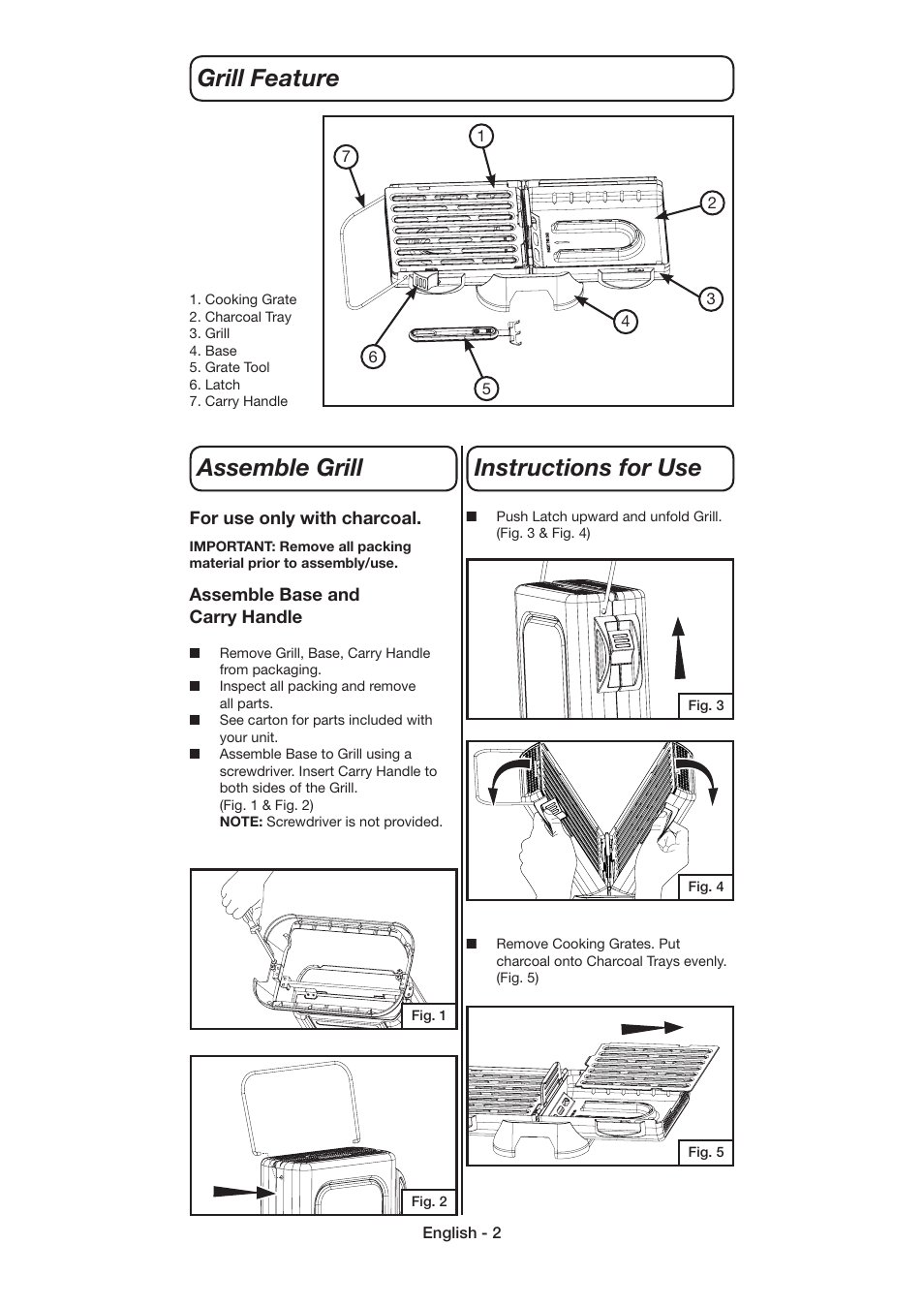 Assemble grill instructions for use grill feature | Coleman 9926 User Manual | Page 3 / 24