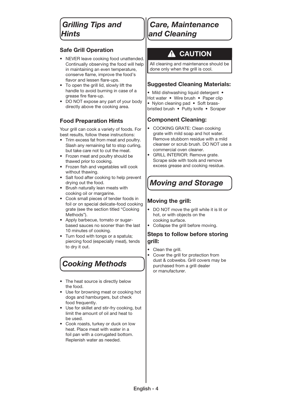Caution | Coleman 9926 User Manual | Page 5 / 24