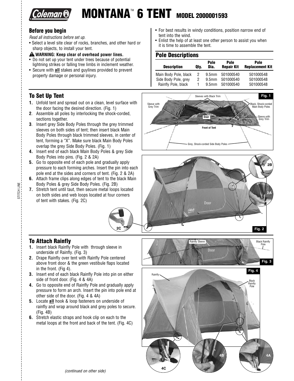 Coleman MONTANA 2000001593 User Manual | 2 pages