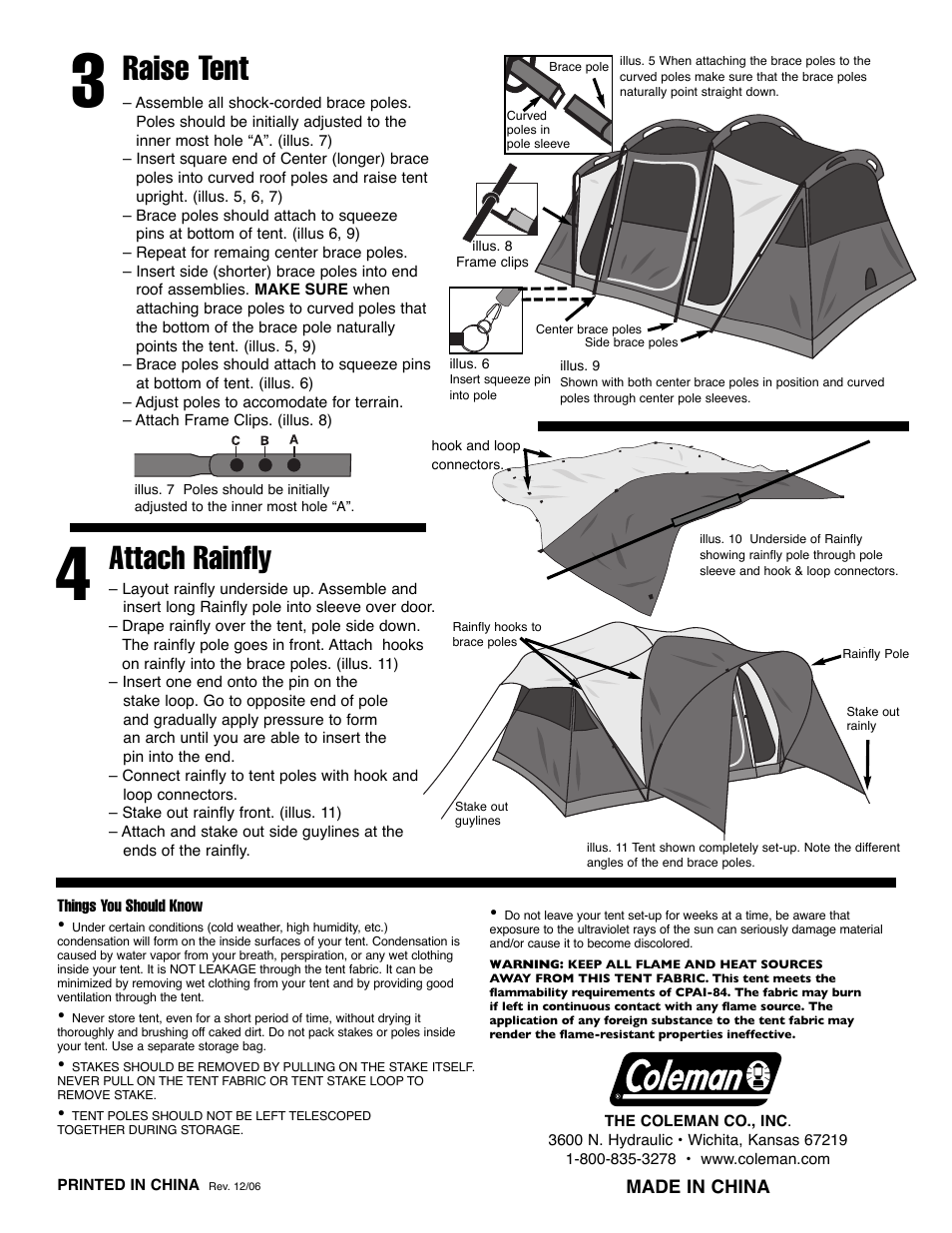 Raise tent, Attach rainfly | Coleman Glacier Creek User Manual | Page 2 / 2