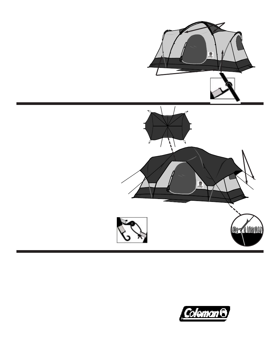 Raise ends of tent, Attach rainfly | Coleman 9278-368 User Manual | Page 2 / 2