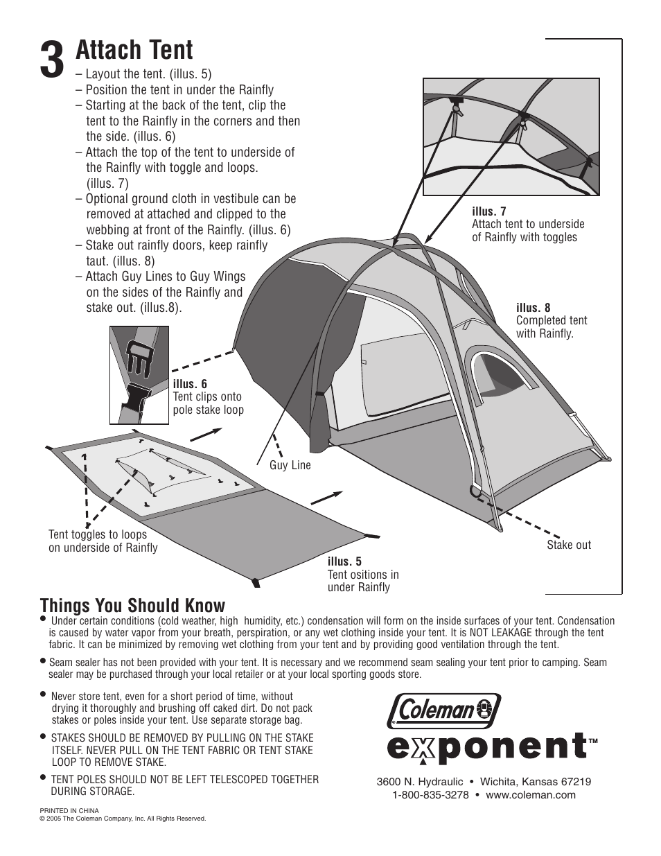 Attach tent, Things you should know | Coleman PHAD 9830-350 User Manual | Page 2 / 2