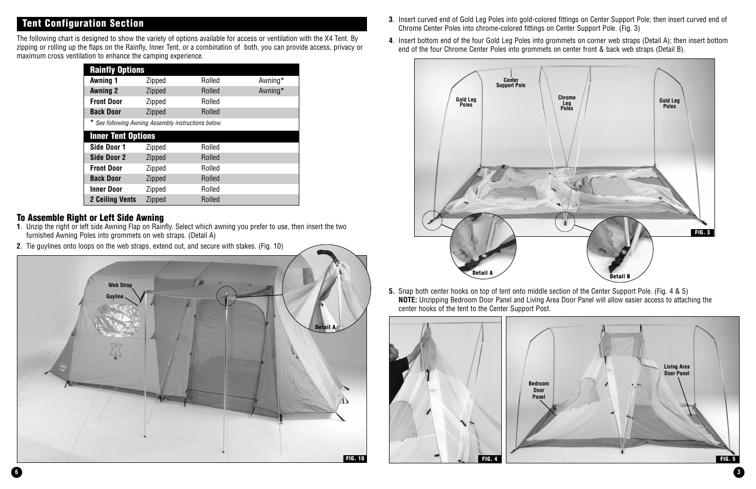 Rainfly options, Inner tent options | Coleman X4 User Manual | Page 3 / 4