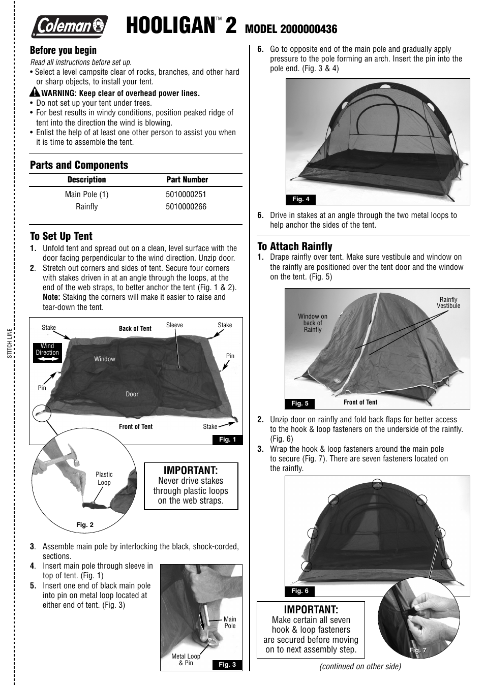 Coleman Tent 2000000436 User Manual | 2 pages