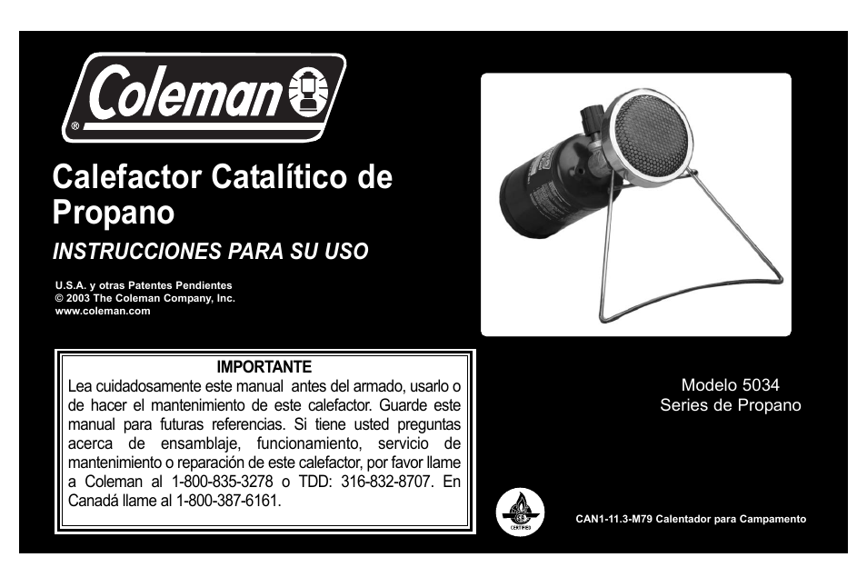 Calefactor catalítico de propano | Coleman 5034 User Manual | Page 21 / 32