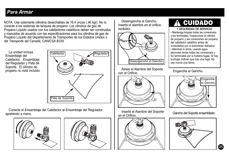 Cuidado, Para armar | Coleman 5034 User Manual | Page 25 / 32