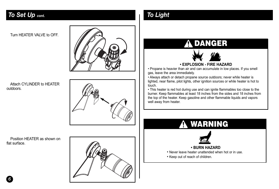 Danger, Warning | Coleman 5034 User Manual | Page 6 / 32