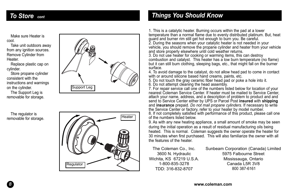 Things you should know | Coleman 5034 User Manual | Page 8 / 32