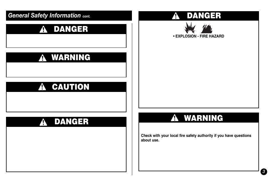 Warning, Danger, Caution | Coleman 5431A Series User Manual | Page 3 / 32