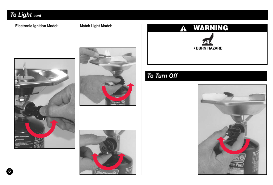 Warning | Coleman 5431A Series User Manual | Page 6 / 32