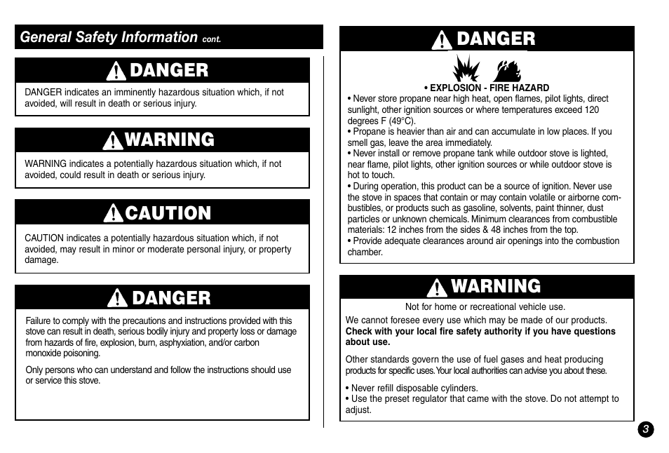 Warning, Danger, Caution | Coleman 2000000117 User Manual | Page 3 / 12