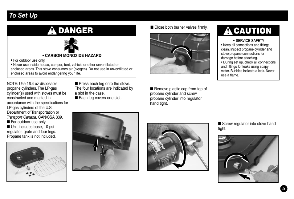 Danger, Caution | Coleman 2000000117 User Manual | Page 5 / 12