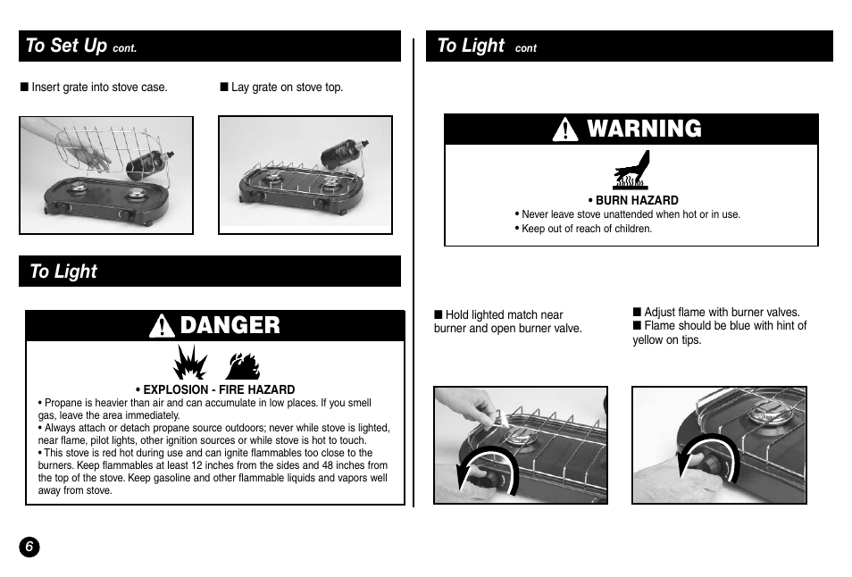 Warning, Danger | Coleman 2000000117 User Manual | Page 6 / 12