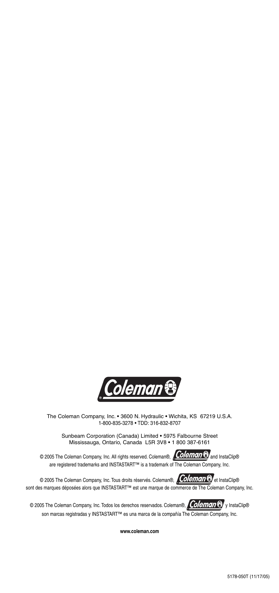 Coleman 5178 Series User Manual | Page 24 / 24