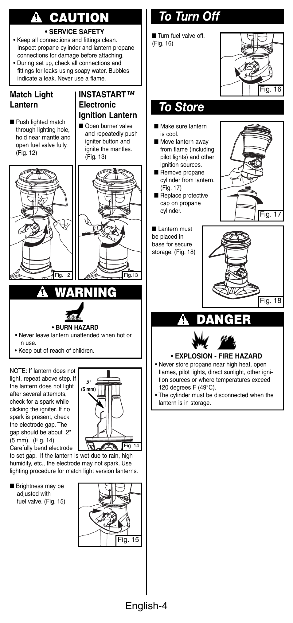 Caution, Warning, Danger | English-4 | Coleman 5178 Series User Manual | Page 5 / 24