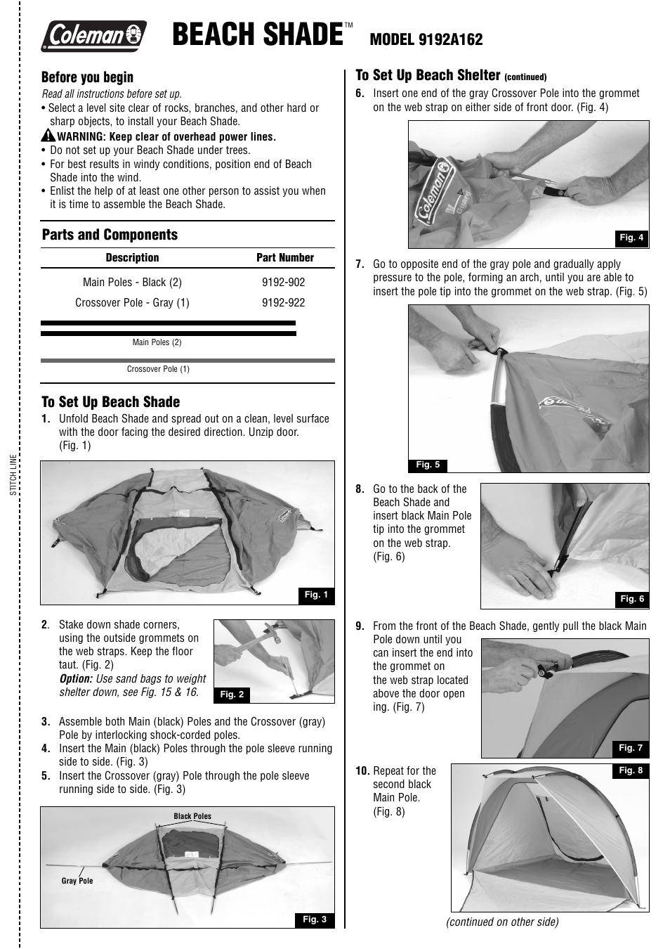 Coleman Tent 919A162 User Manual | 2 pages