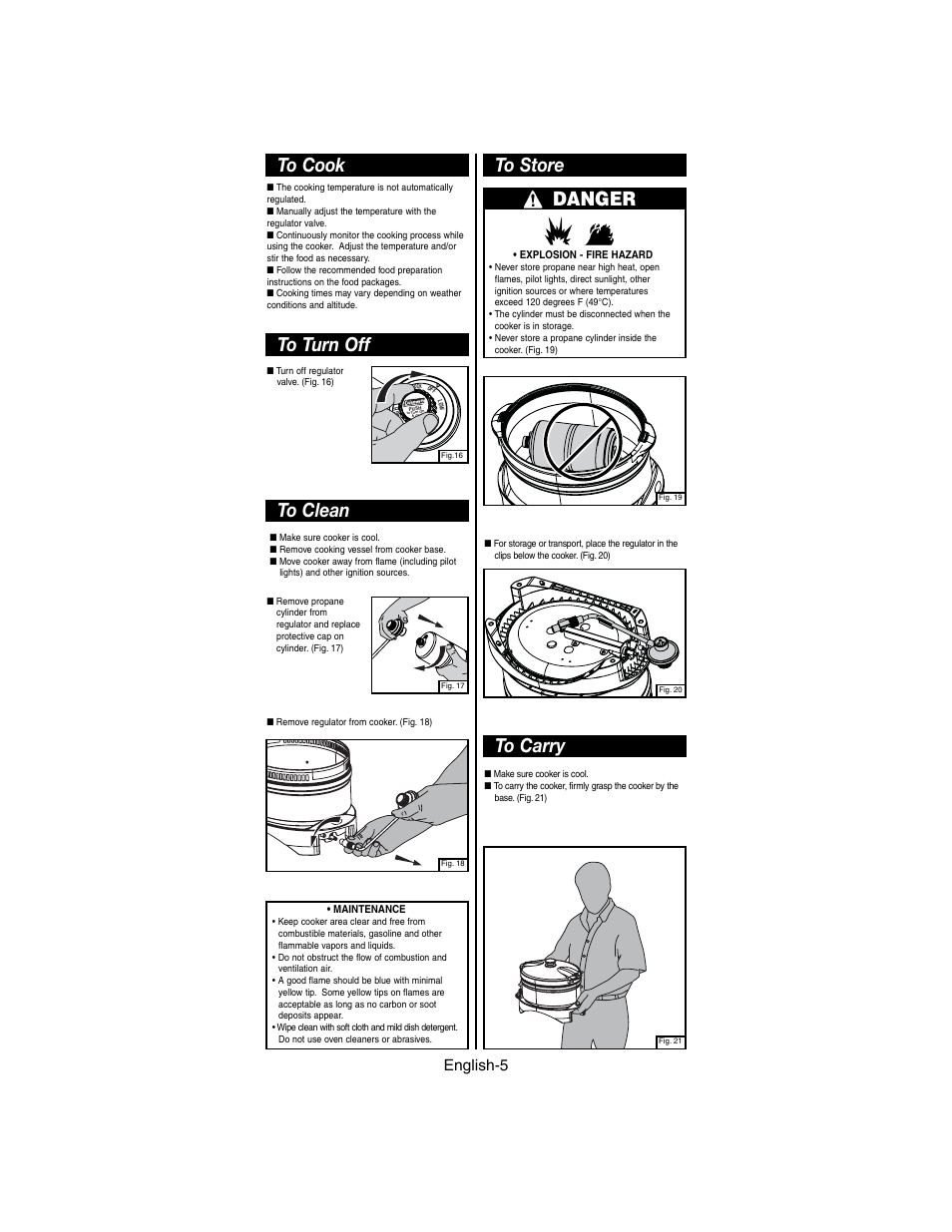 Danger, English-5 | Coleman 9935 series User Manual | Page 6 / 8