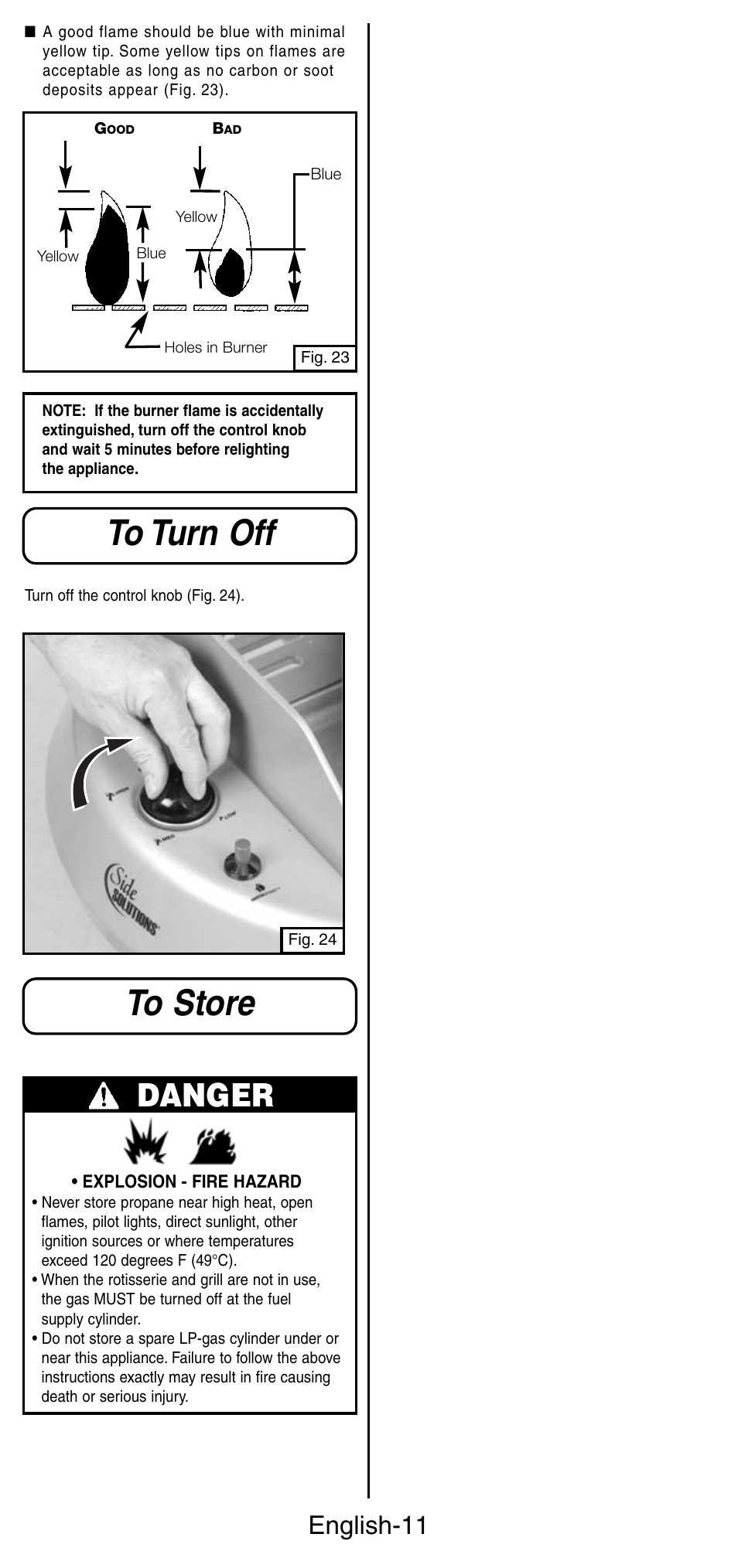 Danger, English-11 | Coleman 9987 Series User Manual | Page 12 / 16