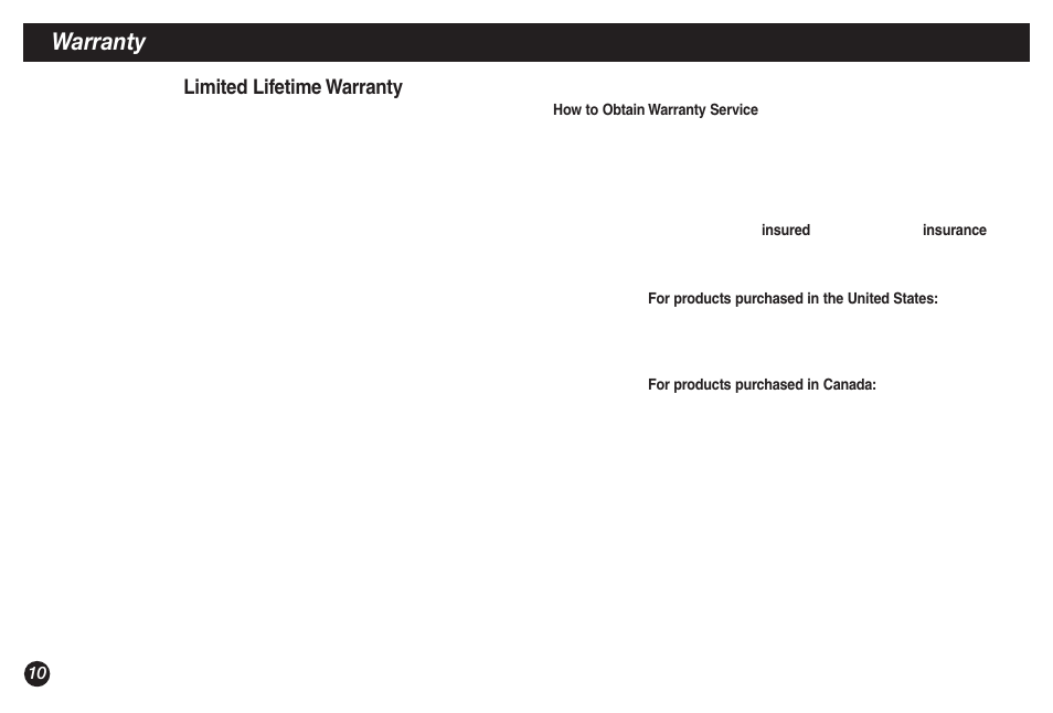 Warranty, Limited lifetime warranty | Coleman NORTHSTAR 2500A User Manual | Page 10 / 32