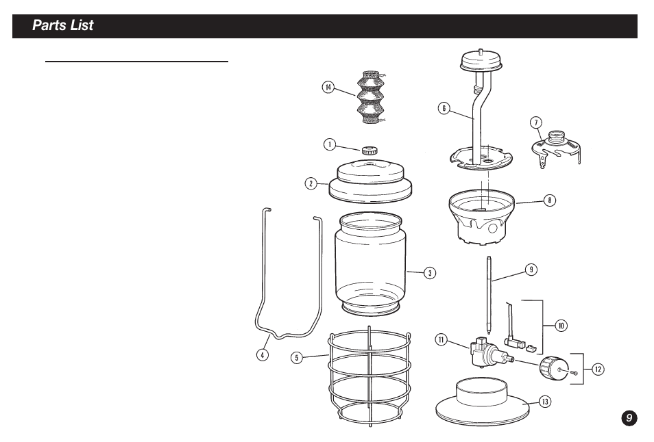 Parts list | Coleman NORTHSTAR 2500A User Manual | Page 9 / 32