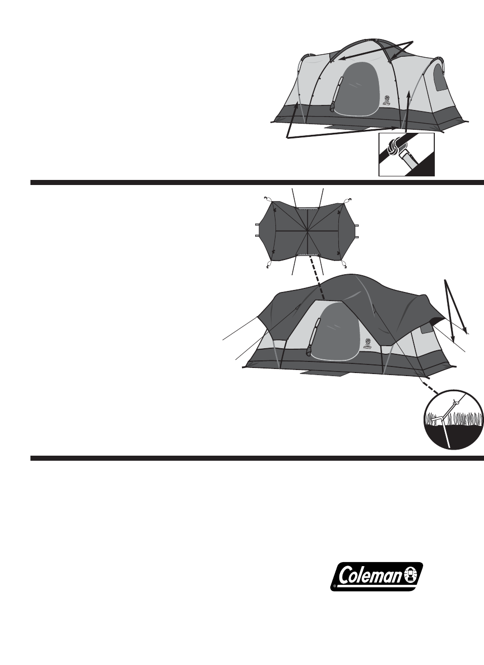 Raise ends of tent, Attach rainfly | Coleman MONTANA BIG SKY 9278B247 User Manual | Page 2 / 2