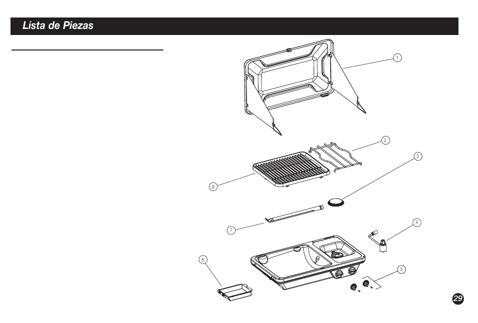 Lista de piezas | Coleman 9921B User Manual | Page 29 / 32