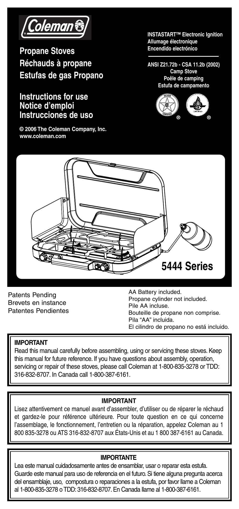 Coleman 5444 Series User Manual | 28 pages