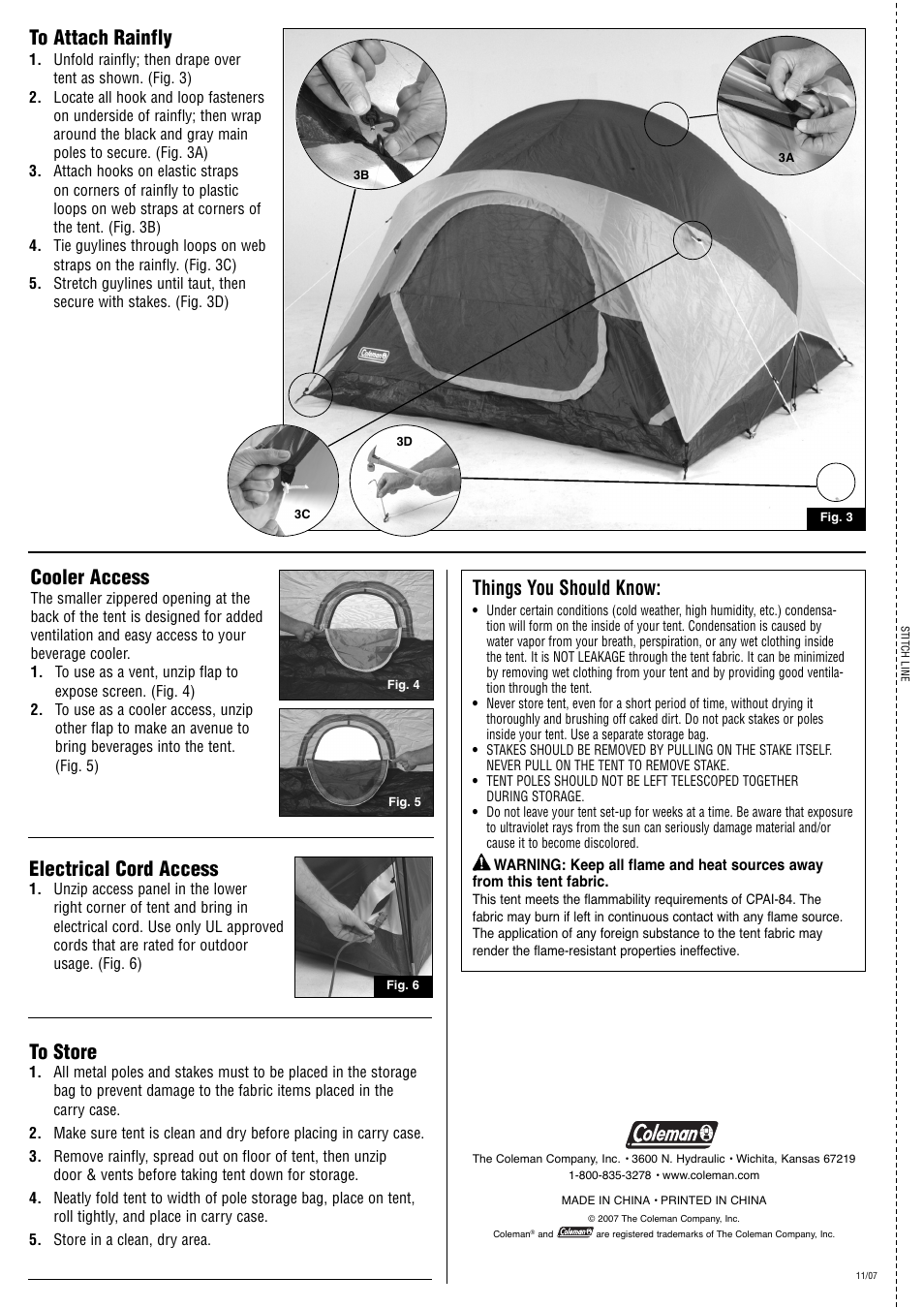 Things you should know, Electrical cord access, Cooler access | Coleman 2000001088 User Manual | Page 2 / 2