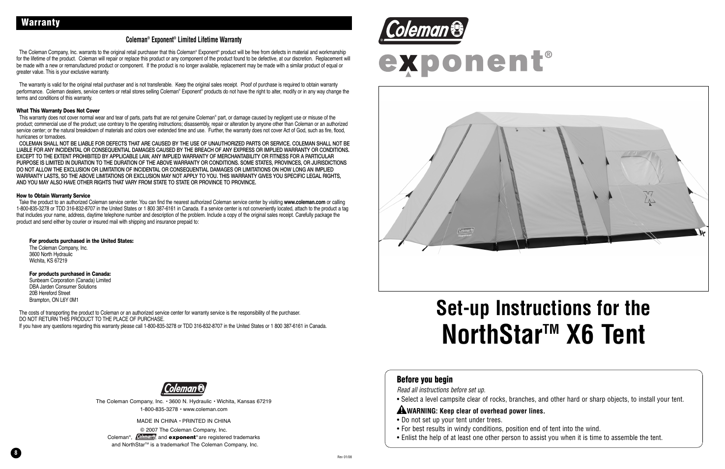 Coleman NorthStar X6 User Manual | 4 pages