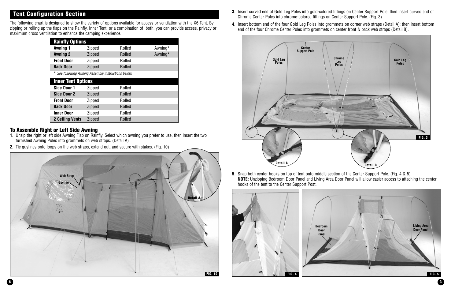 Rainfly options, Inner tent options | Coleman NorthStar X6 User Manual | Page 3 / 4