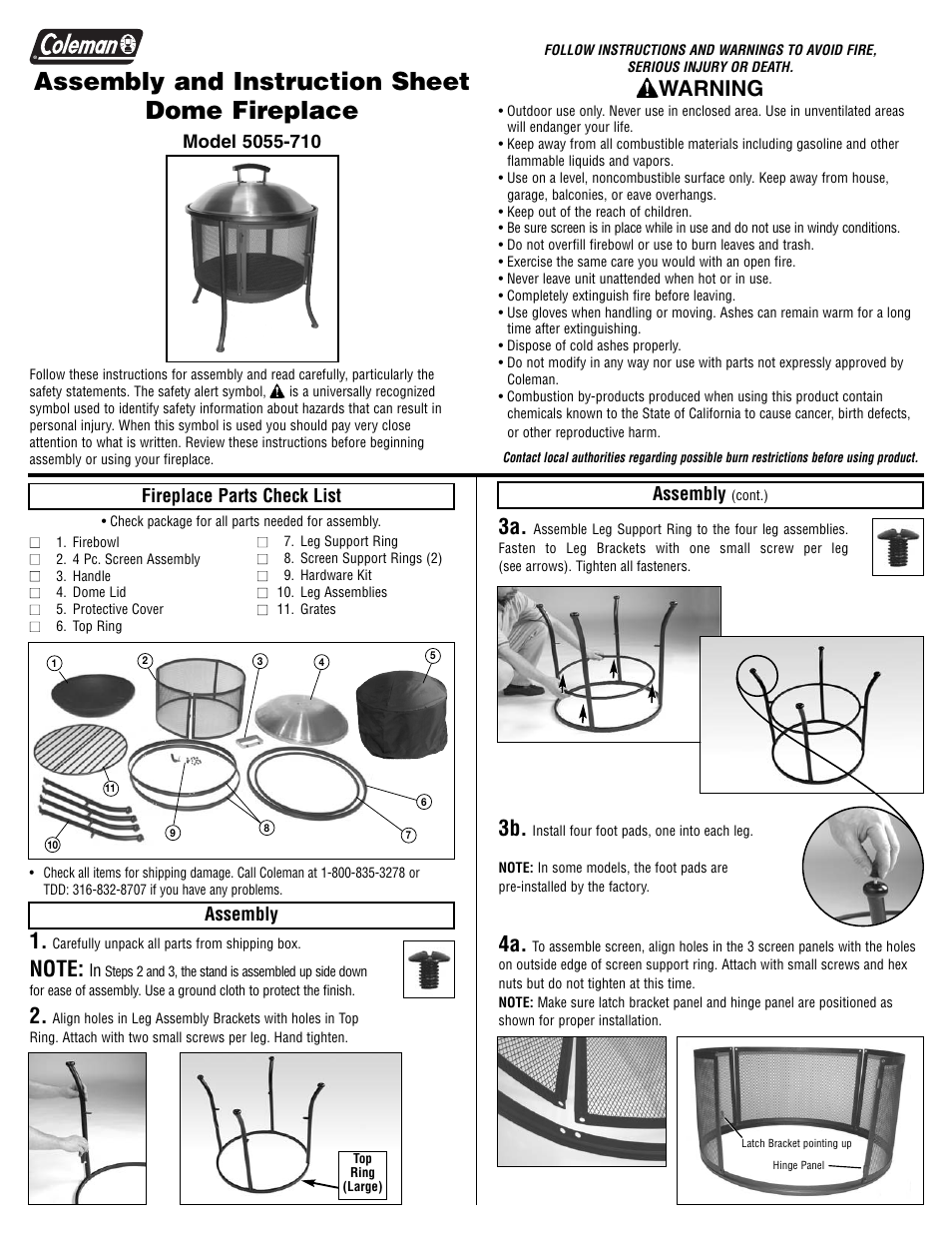Coleman 5055-710 User Manual | 4 pages