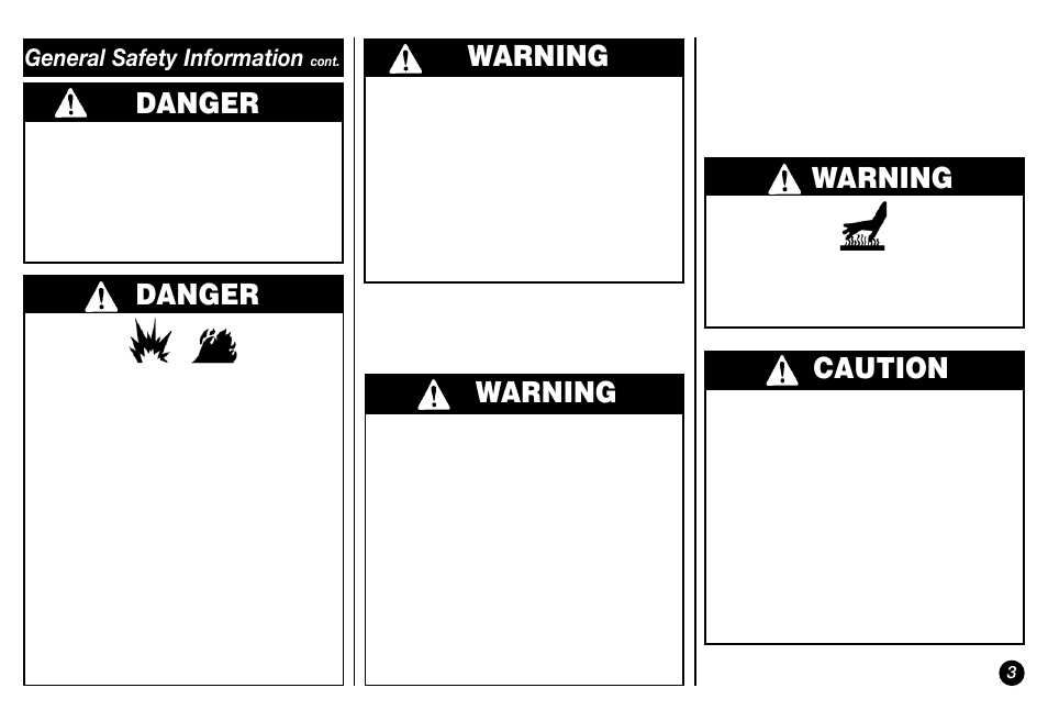 Danger, Danger warning, Warning | Caution, General safety information | Coleman Propane 5038 User Manual | Page 3 / 24