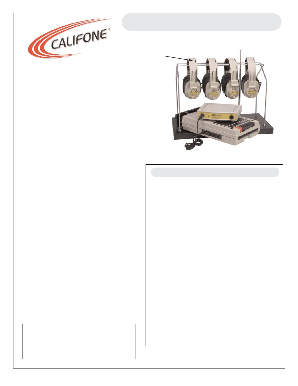 Califone CLS725 User Manual | 1 page