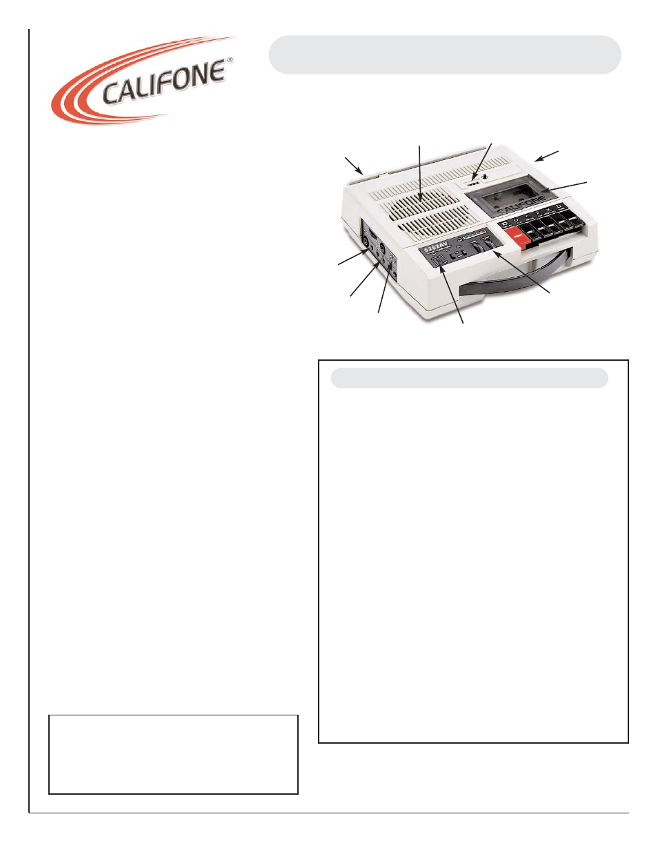 Califone 5262AV User Manual | 1 page