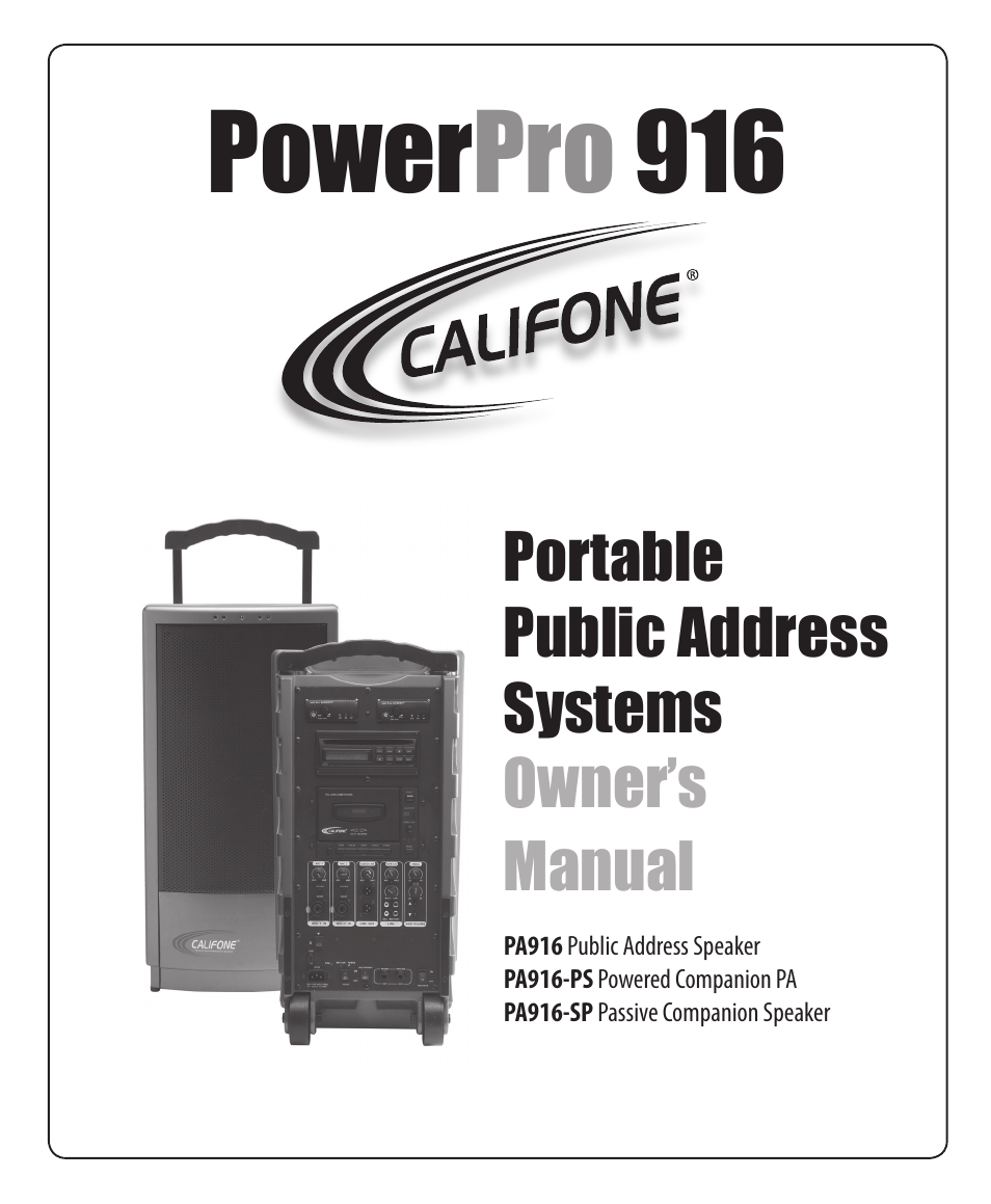 Califone POWERPRO PA916 User Manual | 16 pages