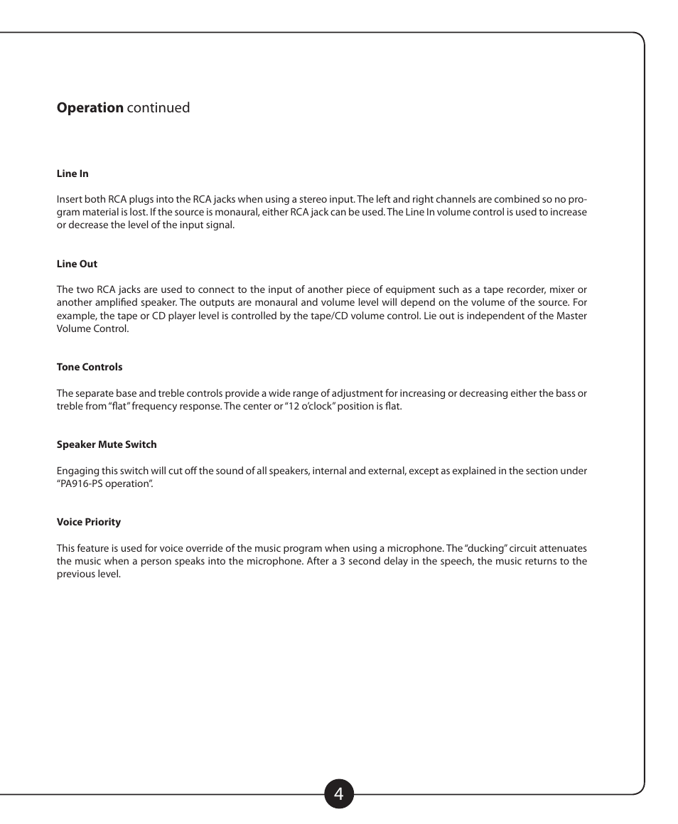 Operation continued | Califone POWERPRO PA916 User Manual | Page 5 / 16