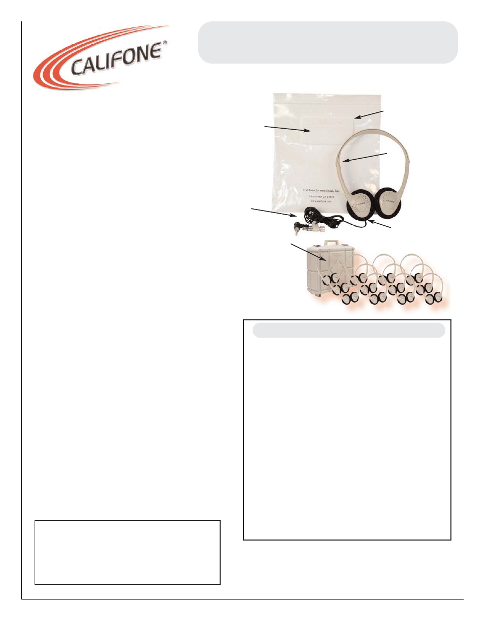 Califone CA2-30 User Manual | 1 page