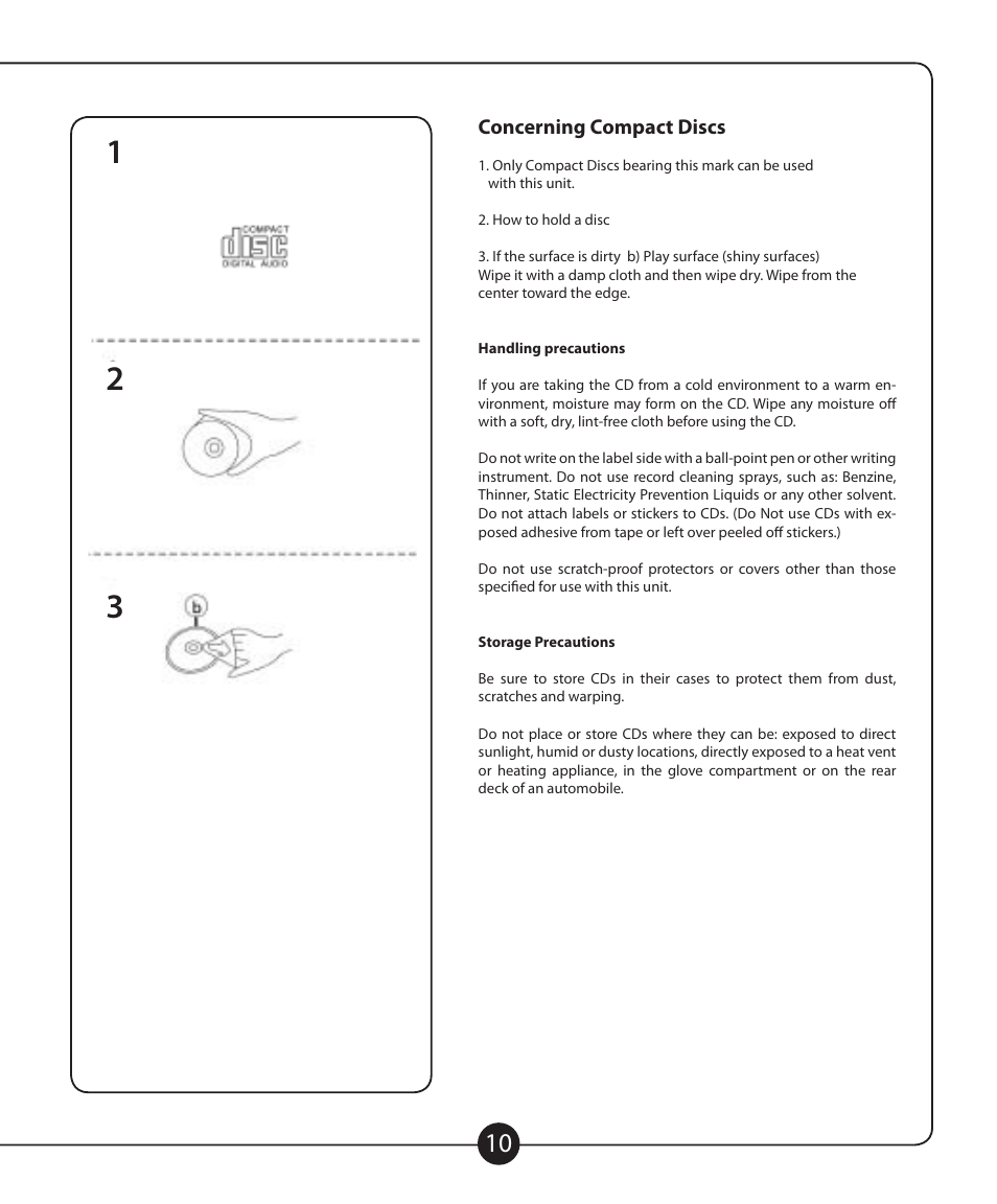 Concerning compact discs | Califone CD102 User Manual | Page 11 / 12