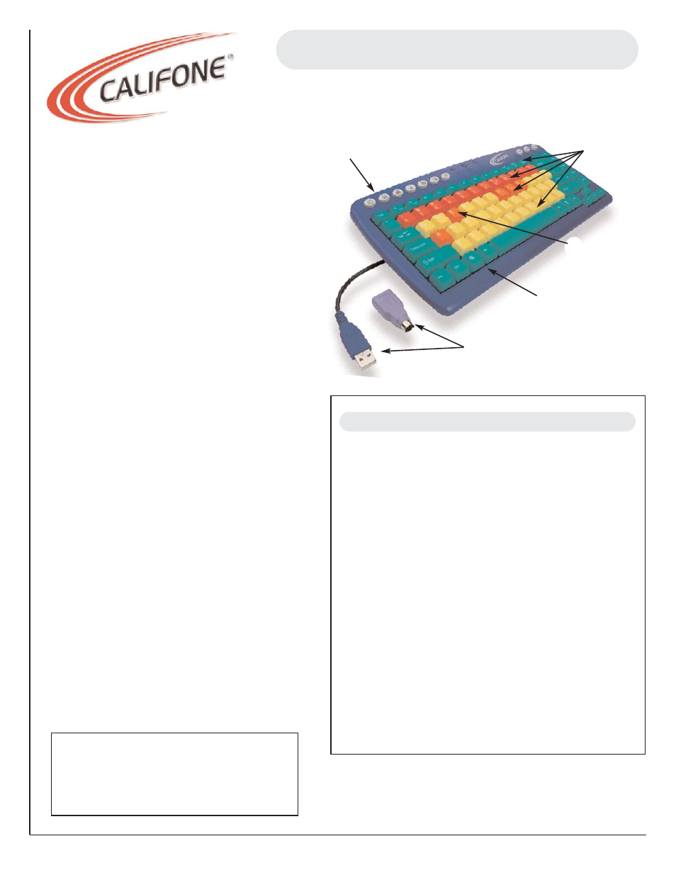 Califone KIDSKEY User Manual | 1 page