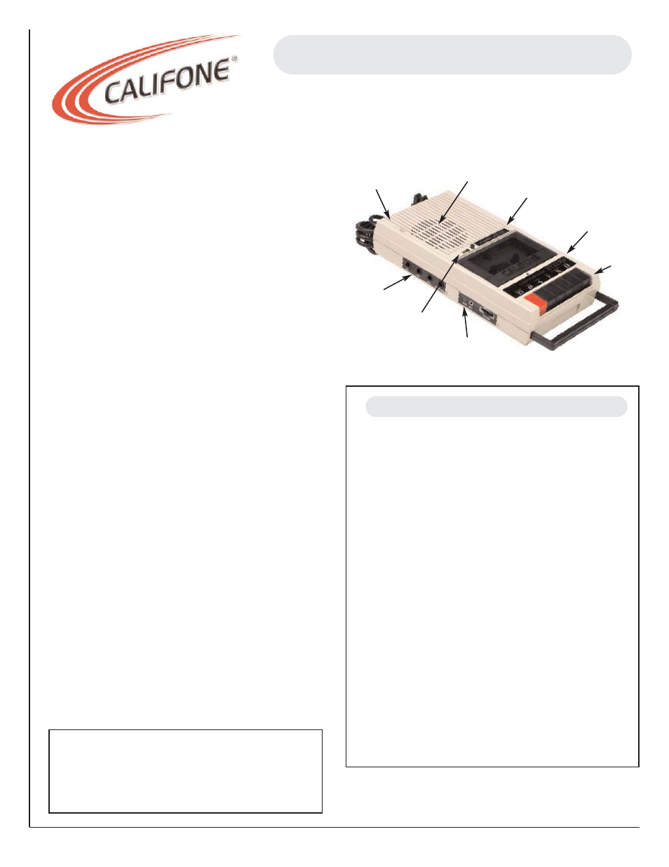 Califone Economy 3132AV User Manual | 1 page