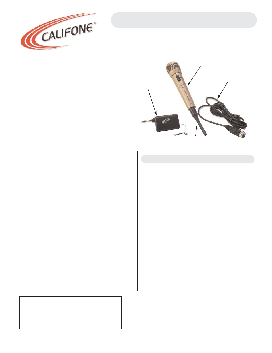 Califone PAMR-115 User Manual | 1 page