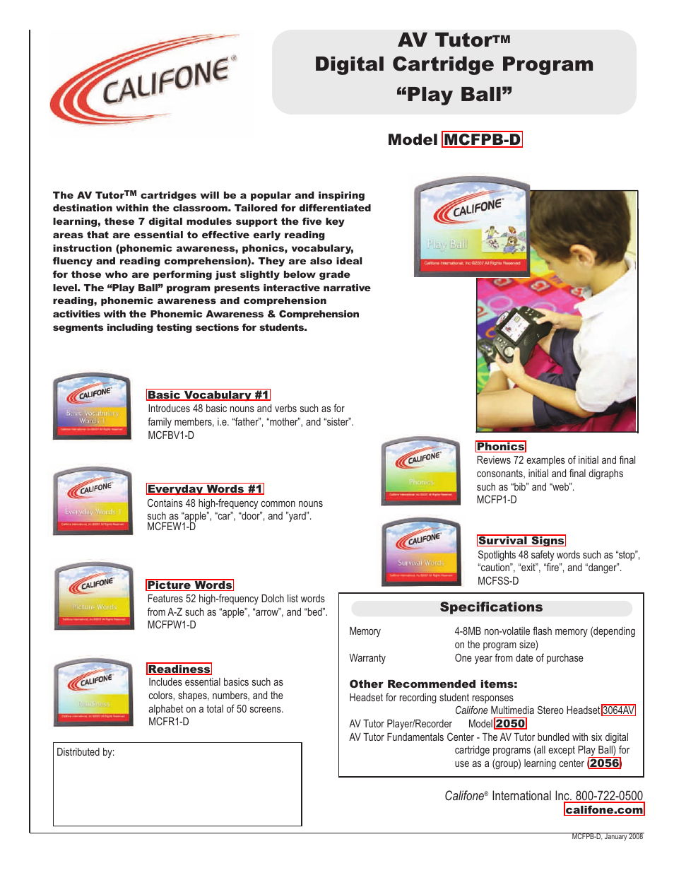 Califone Survival Signs MCFSS-D User Manual | 1 page