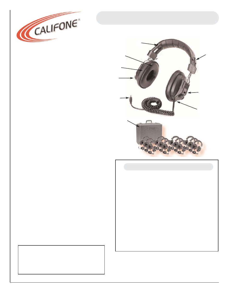 Califone 3068-12 User Manual | 1 page