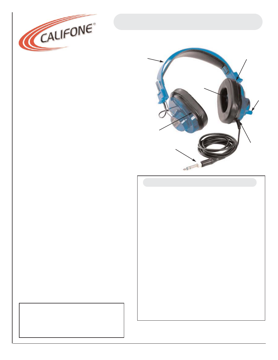 Califone Deluxe 2924AVPS User Manual | 1 page