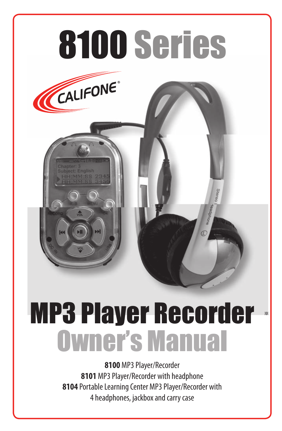 Califone 8100 User Manual | 16 pages