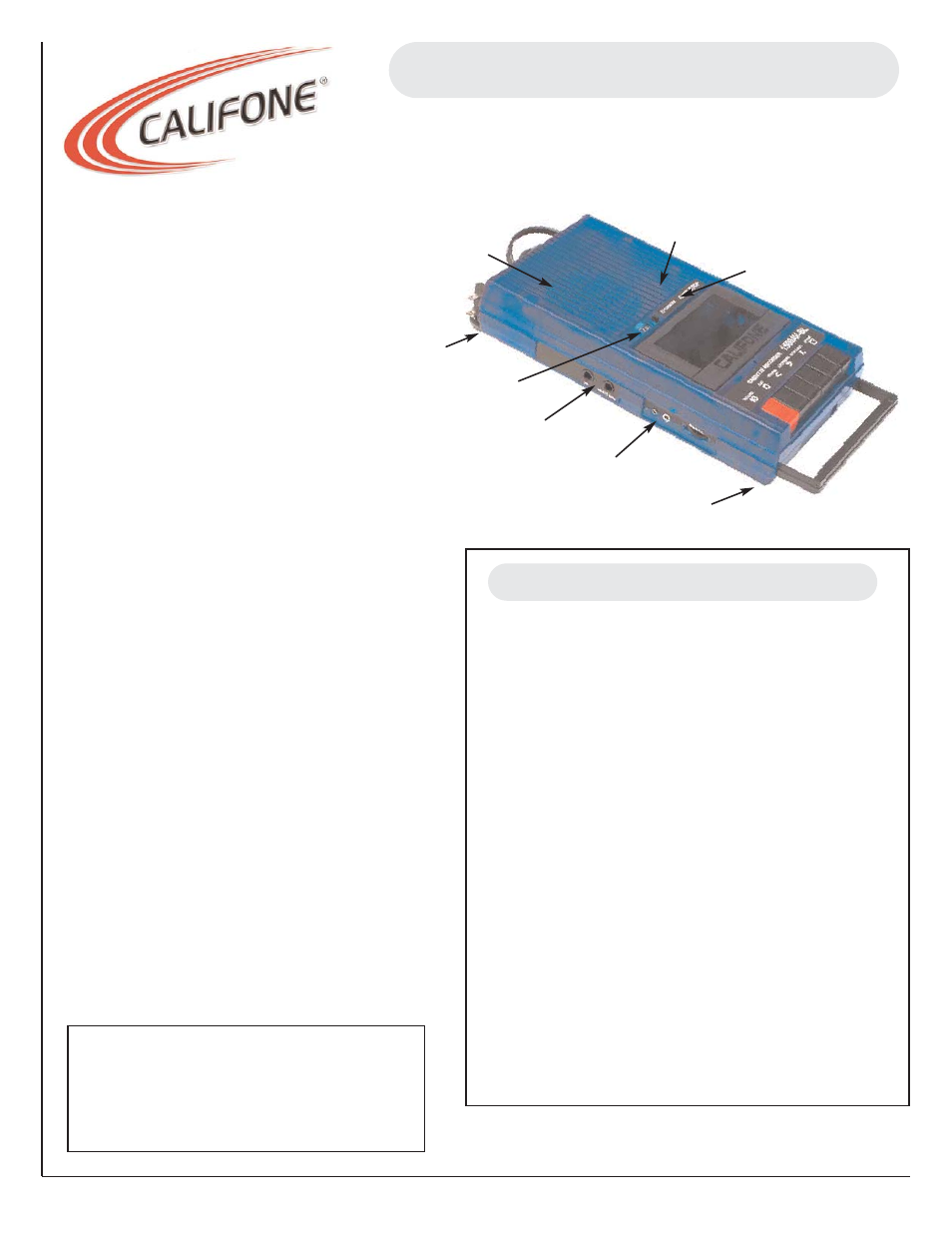 Califone 1500AV-BL User Manual | 1 page