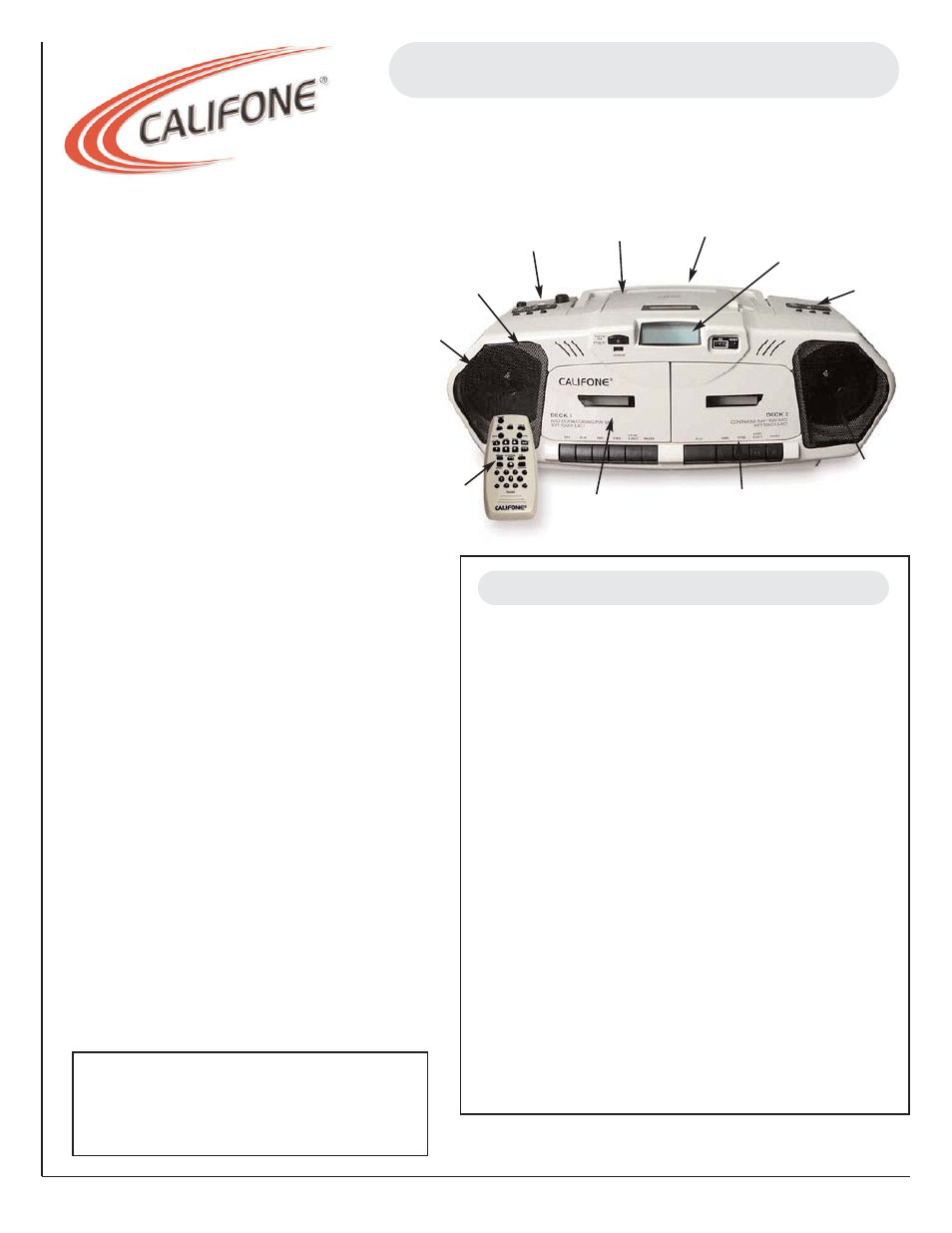 Califone Performer+ 2395AV-02 User Manual | 1 page