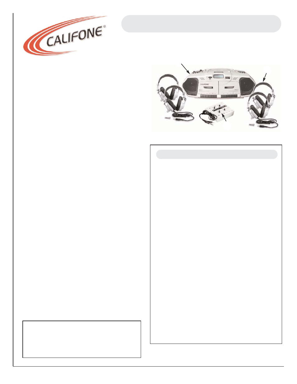 Califone 2395PLC User Manual | 1 page